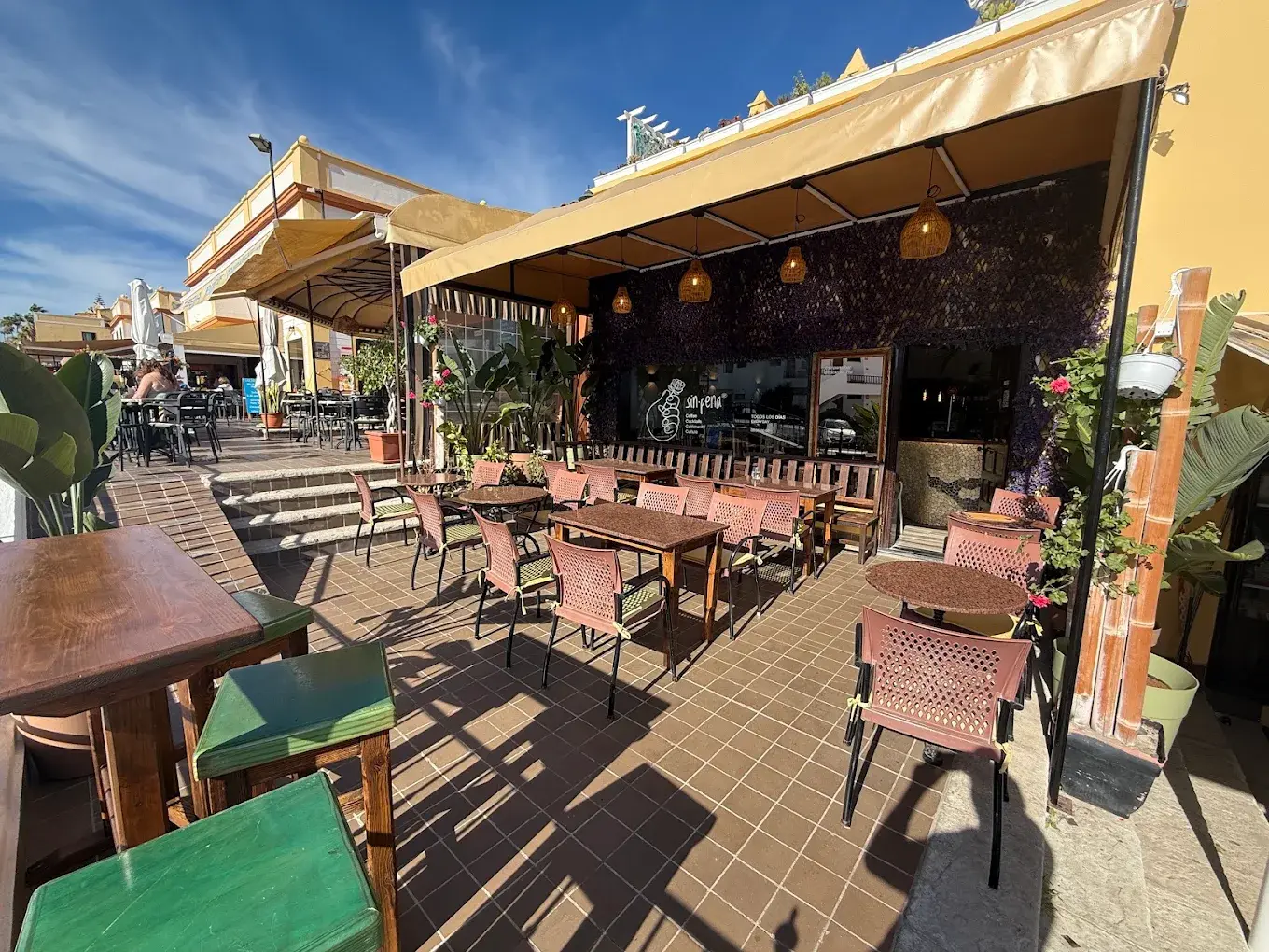 The terrace in the sun
